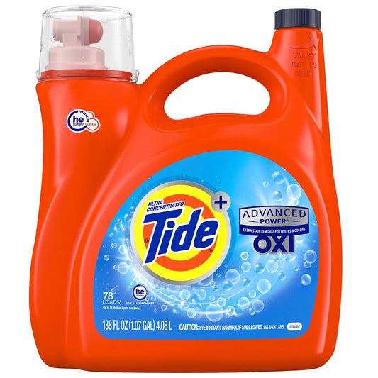 Tide 4.08L Oxi Advanced Power Liquid Laundry Detergent Heavy-Duty Stain Removal