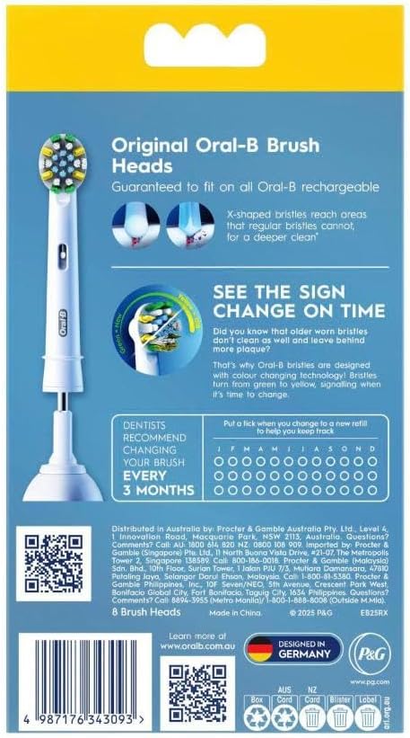 2x Oral-B Floss Action Brush Heads  Deep Clean Replacement Heads 8 Pack