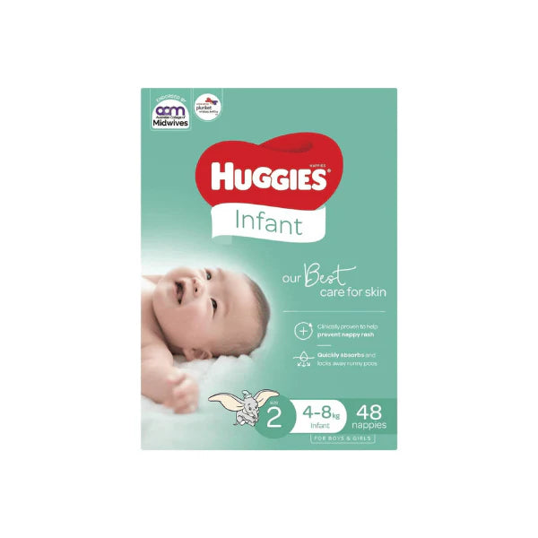 Pack of 48 Huggies Ultra Dry Infant Nappies for 4-8kg