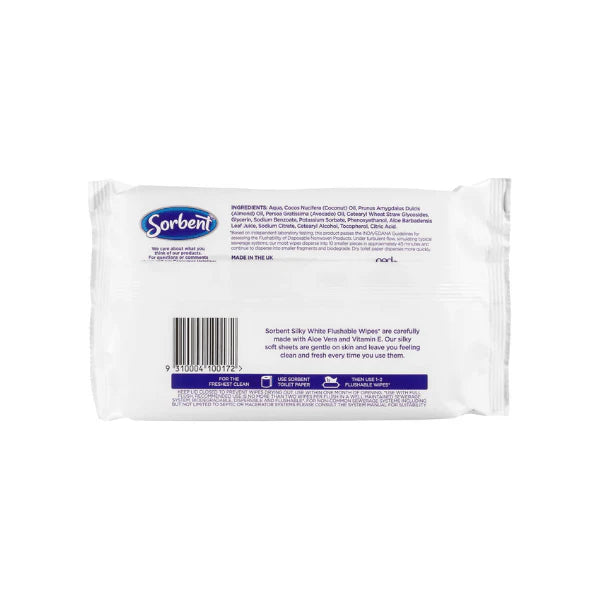 Sorbent 80 pack White Flushable Silky Wipes