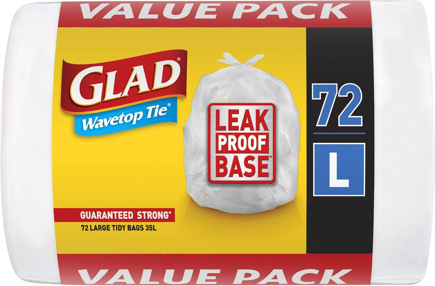 Glad Wavetop Tidy Bags 72 Count Tie Rubbish Bags 35L Large Kitchen