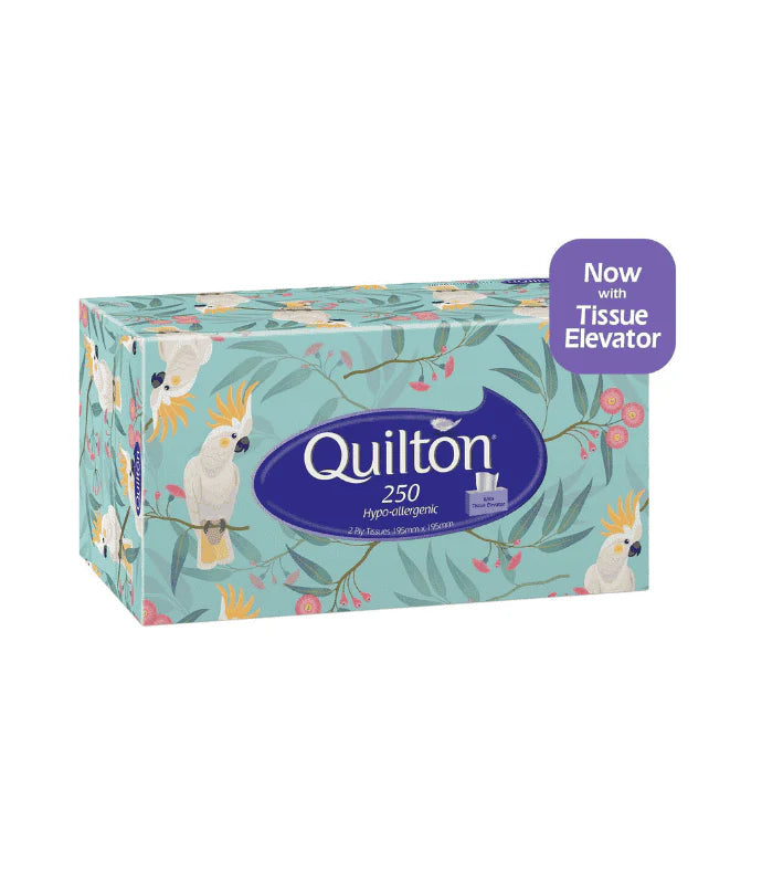 Quilton Pack of 12 Hypoallergenic 2-Ply Facial Tissues 250 Tissues per Pack