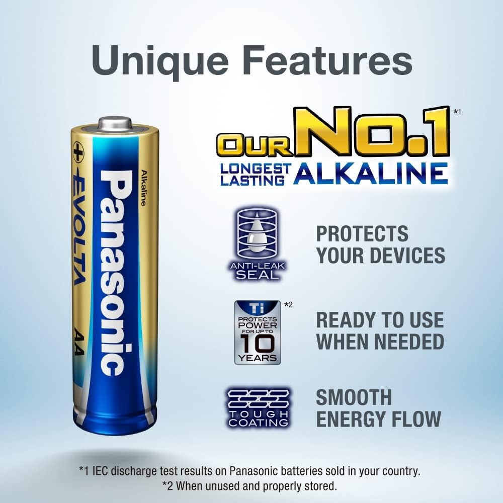 Panasonic Alkaline Batteries Evolta AAA Premium Pack of 4