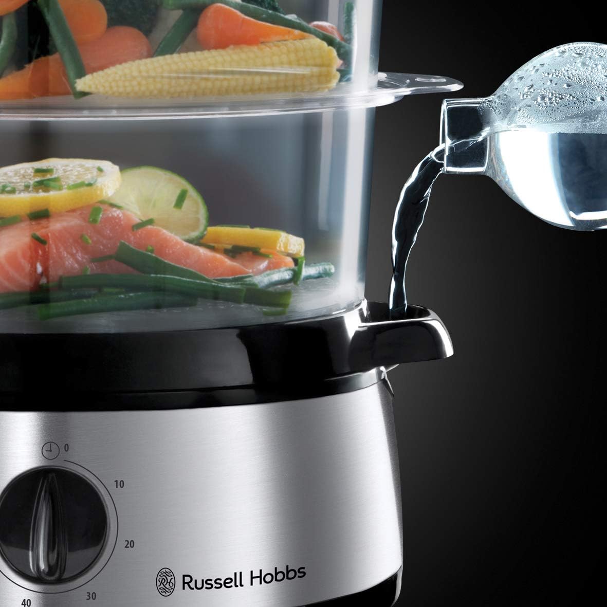 Russell Hobbs Steel Base Silver 9L Food Steamer 800W Stainless