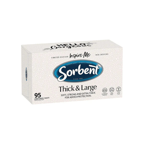 Sorbent White Thick and Large 12 Boxes X 95 Sheets Tissue