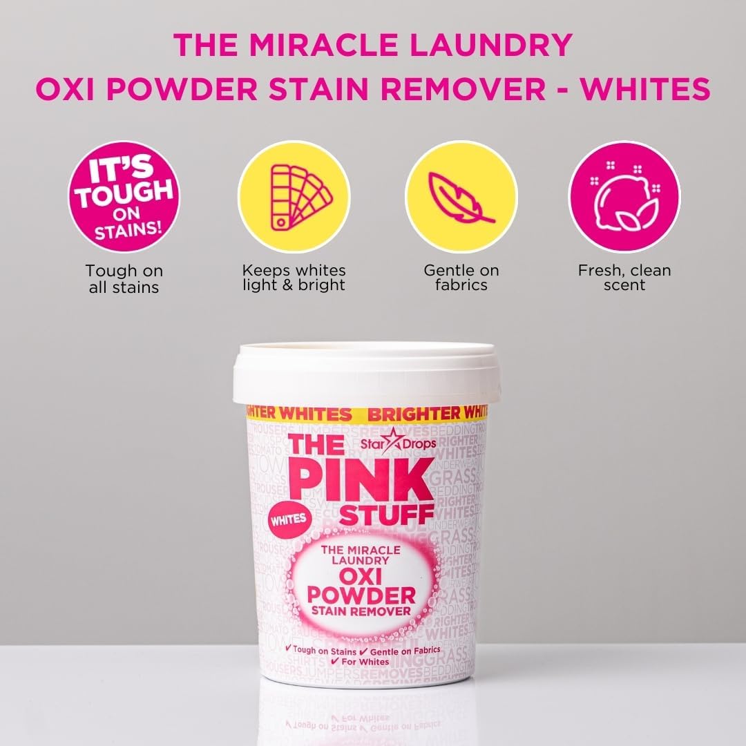 The Pink Stuff 1kg Oxi Powder Powerful Stain Remover for Whites