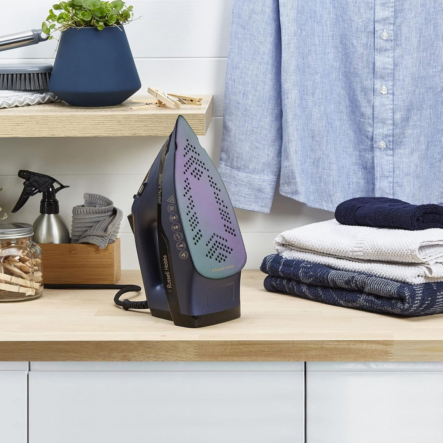 Russell Hobbs Water Tank Digital Steam Iron RHC570 Navy with 350ml