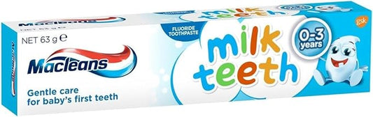 3x Macleans Baby Toothpaste 63g – Milk Teeth Fluoride for Ages 0–3