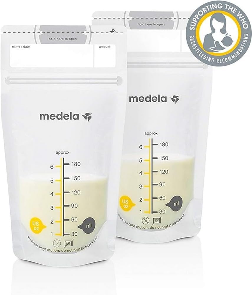 Medela Freezer-Safe Breast Milk Storage Bags, 180ml, Resealable, 50 Pack