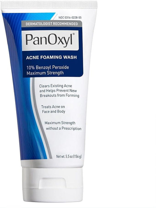 PanOxyl 10% Benzoyl Peroxide Acne Cleanser 5.5 oz 156 g Foaming Wash