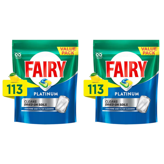 Fairy Platinum Dishwasher Capsules 2 x 113 Pack Total 226 Capsules Powerful Cleaning & Shine