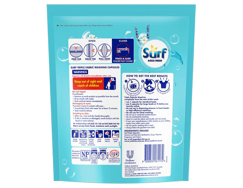 Surf Aqua Fresh Laundry Capsules 3 x 30pk 390g