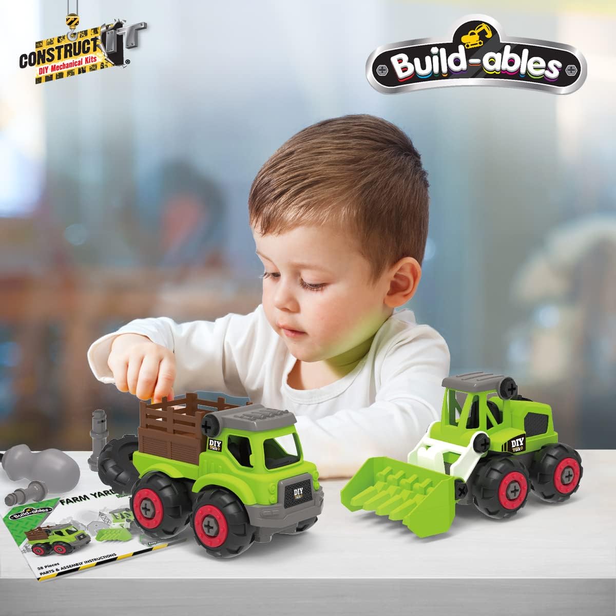 2-in-1 Farmyard Construction Set - 38 Pieces STEM Buildables for Kids 3+