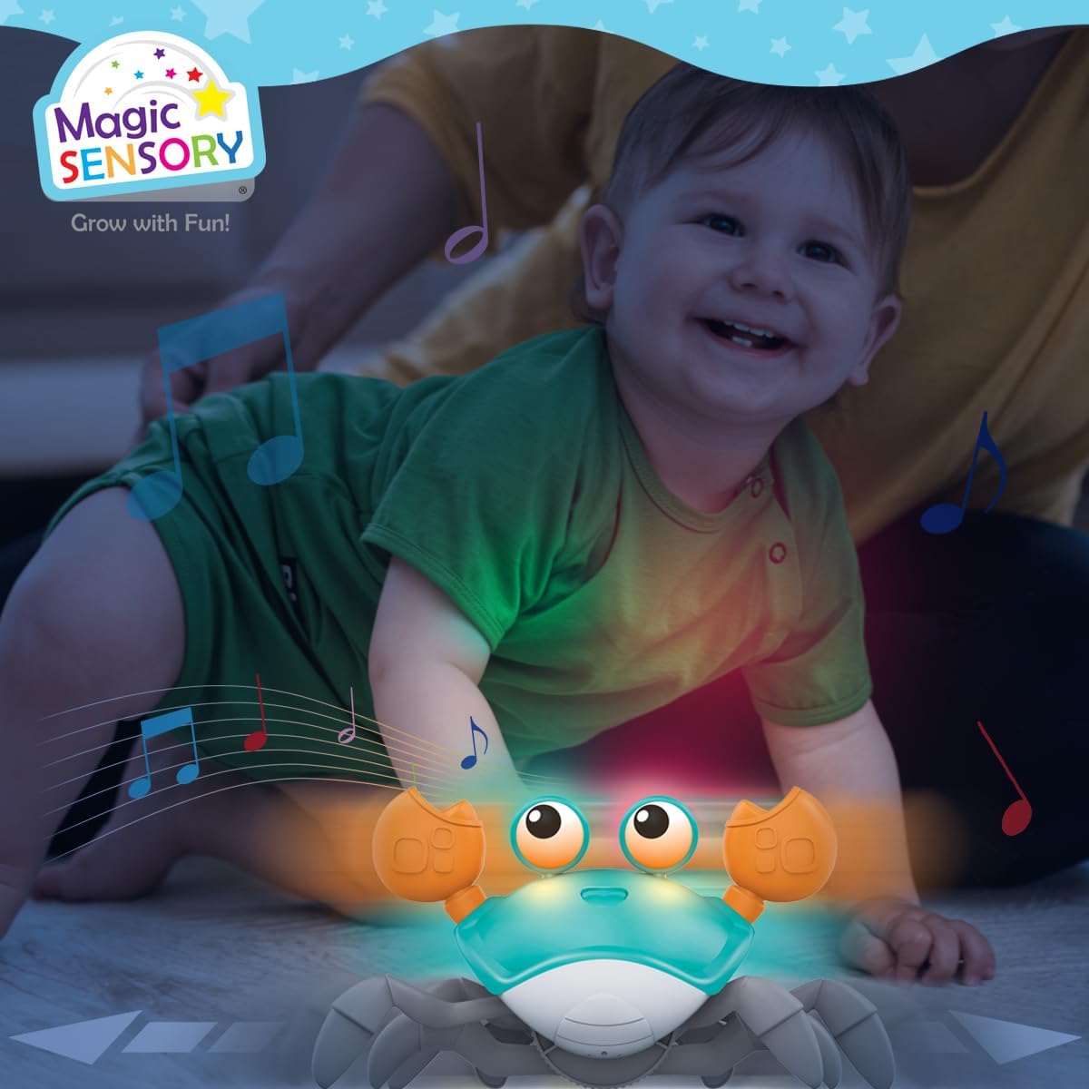 Interactive Crawling Crab Toy with Lights & Music for Toddlers (18+ Months) - Blue