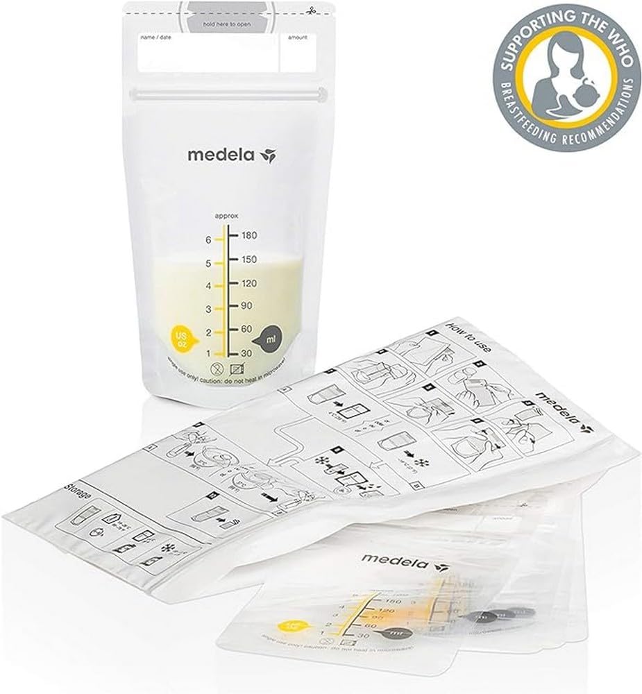 Medela Freezer-Safe Breast Milk Storage Bags, 180ml, Resealable, 50 Pack