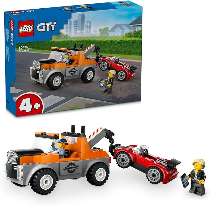 LEGO® City Tow Truck & Sports Car Repair 60435 Set for Kids 4+ with 2 Minifigures and Cochlear Implant Accessory