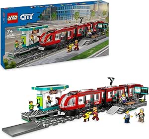 LEGO® City Downtown Tram & Station 60423 Set with 6 Minifigures and Guide Dog for Kids 7+