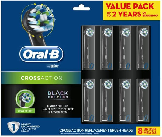 Oral-B CrossAction Electric Toothbrush Refills 8 Black Brush Heads