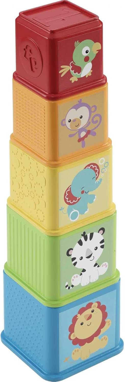 Fisher-Price Stack & Explore Blocks - 5-Pc Stacking and Nesting Toys for Infants 6M+