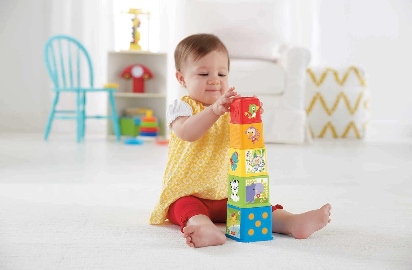 Fisher-Price Stack & Explore Blocks - 5-Pc Stacking and Nesting Toys for Infants 6M+