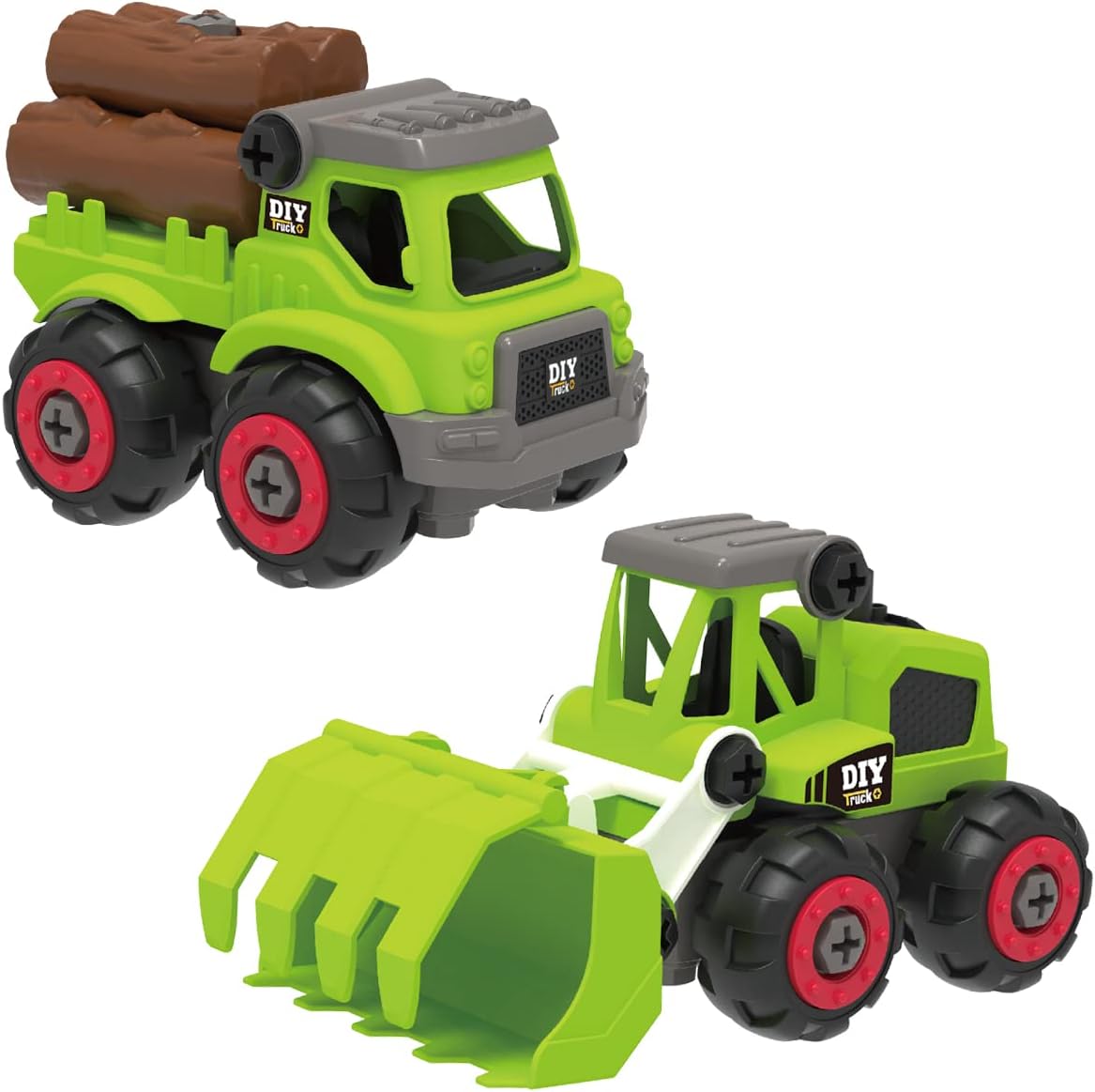 2-in-1 Forestry Vehicles Construction Set - 42 Pieces STEM Buildables for Kids 3+