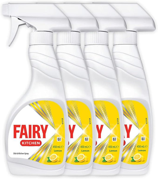 Fairy Lemon Kitchen Spray Bundle 4-Pack for Dishes & Surfaces 450mL Each