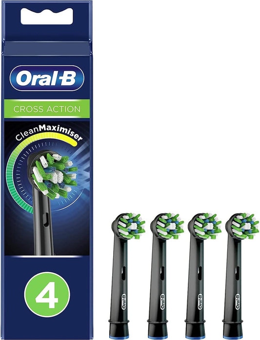 Oral-B CrossAction Toothbrush Heads Black Refill Pack 4 Count