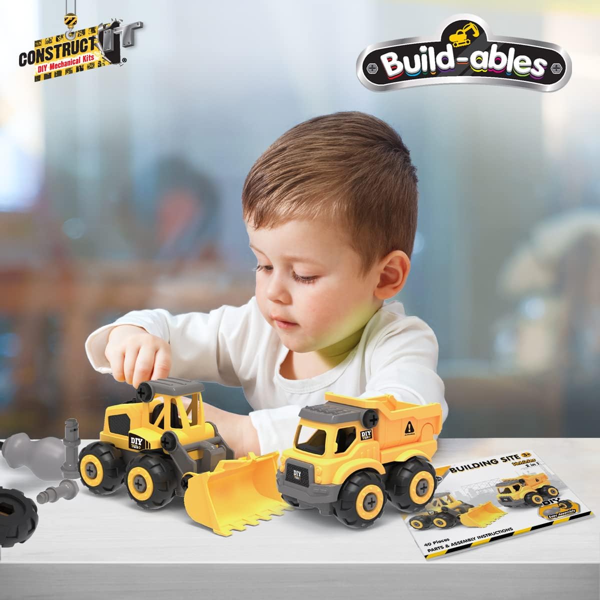 2-in-1 STEM Construction Set - Buildable Vehicles for Kids 3+