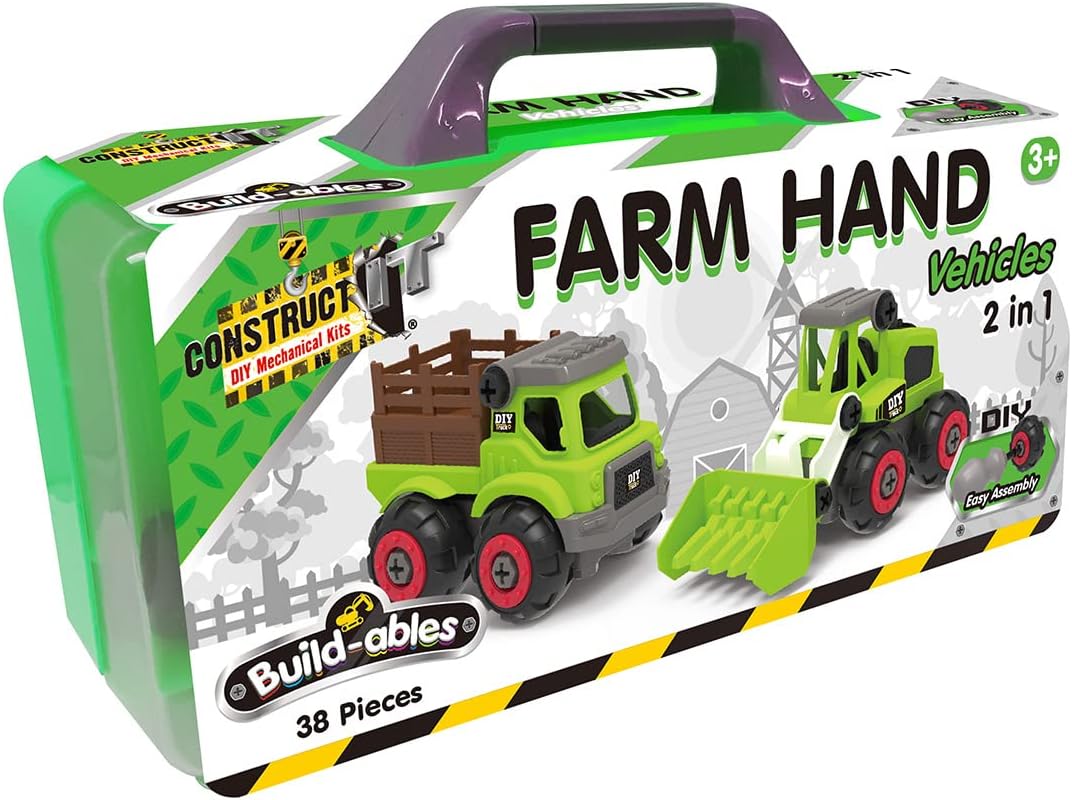 2-in-1 Farmyard Construction Set - 38 Pieces STEM Buildables for Kids 3+