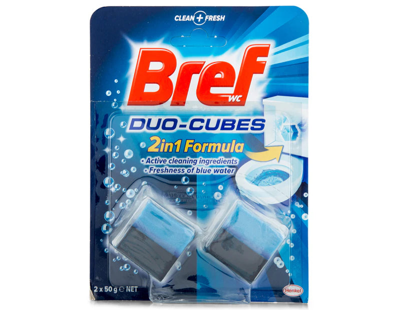 Bref 2-in-1 Duo-Cubes Toilet Cleaner Blue Water 2 x  2pk