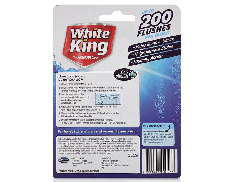 White King In-Cistern Power Clean Bleach & Blue 50g 2 x 2pk