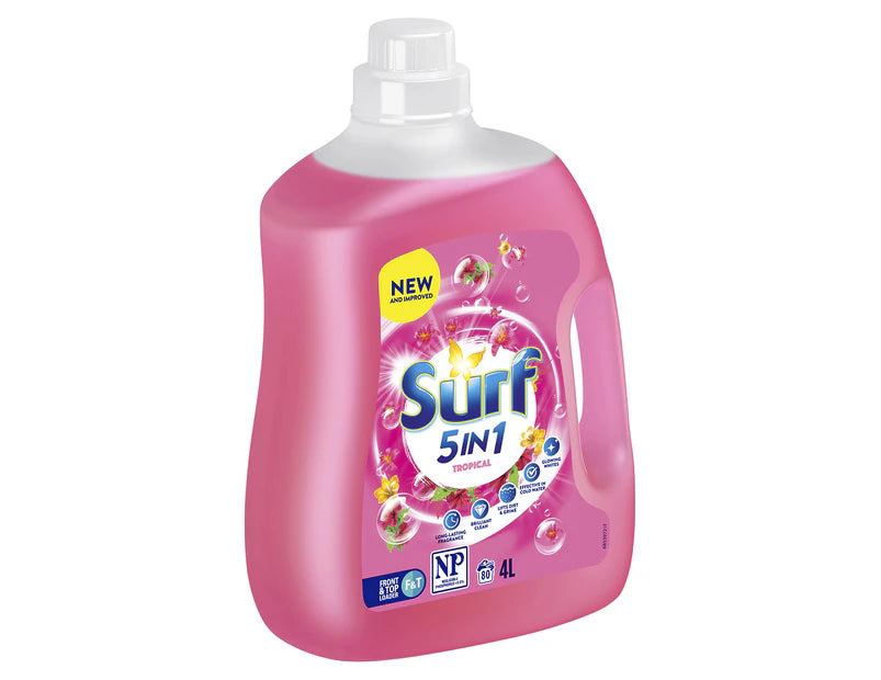 Surf Tropical Front & Top Loader Laundry Liquid  4L  5-in-1