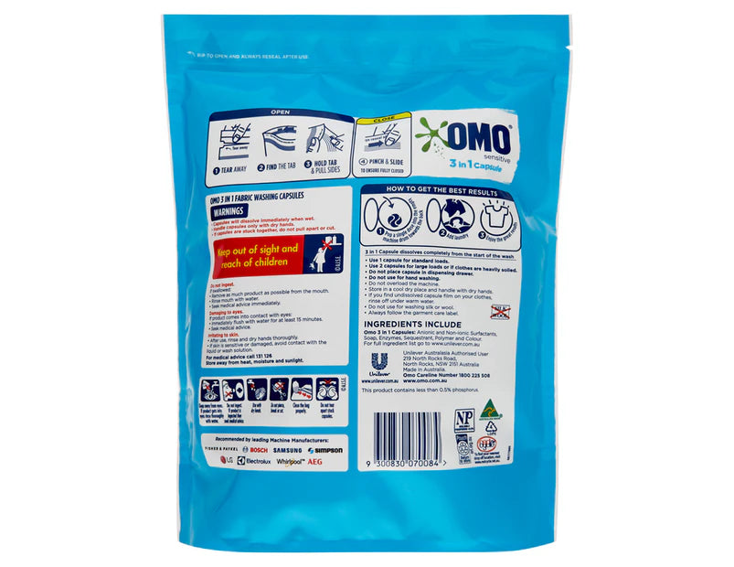 OMO Sensitive 3-in-1 Laundry Detergent Capsules 2 x 60pk