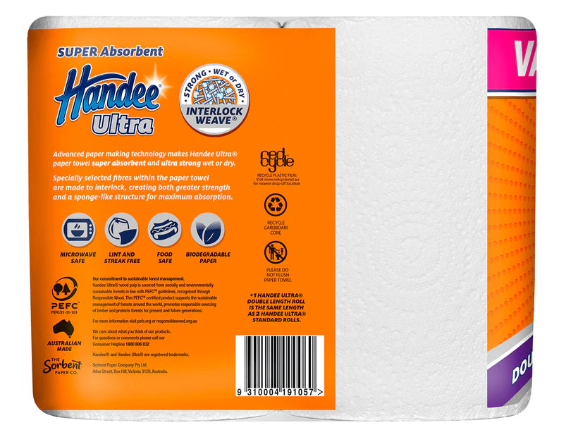 Handee Ultra  4pk Double Length Paper Towel