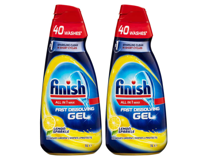 Finish All In 1 Max Dishwashing Gel Lemon 2 x 1L