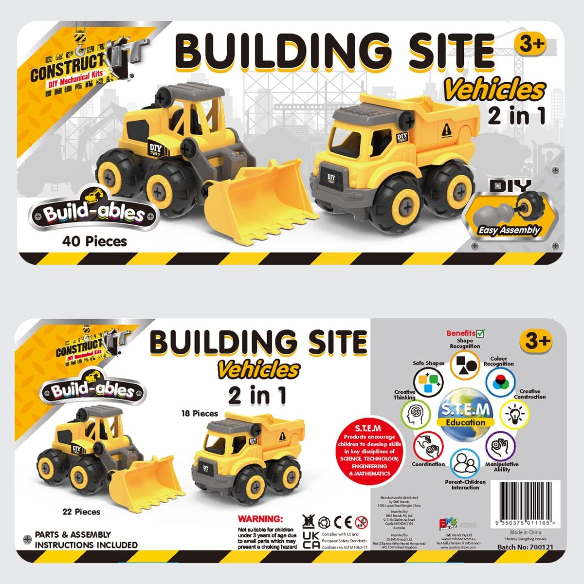 2-in-1 STEM Construction Set - Buildable Vehicles for Kids 3+