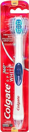 Colgate 360° Optic White Battery Powered Toothbrush, 1 Pack