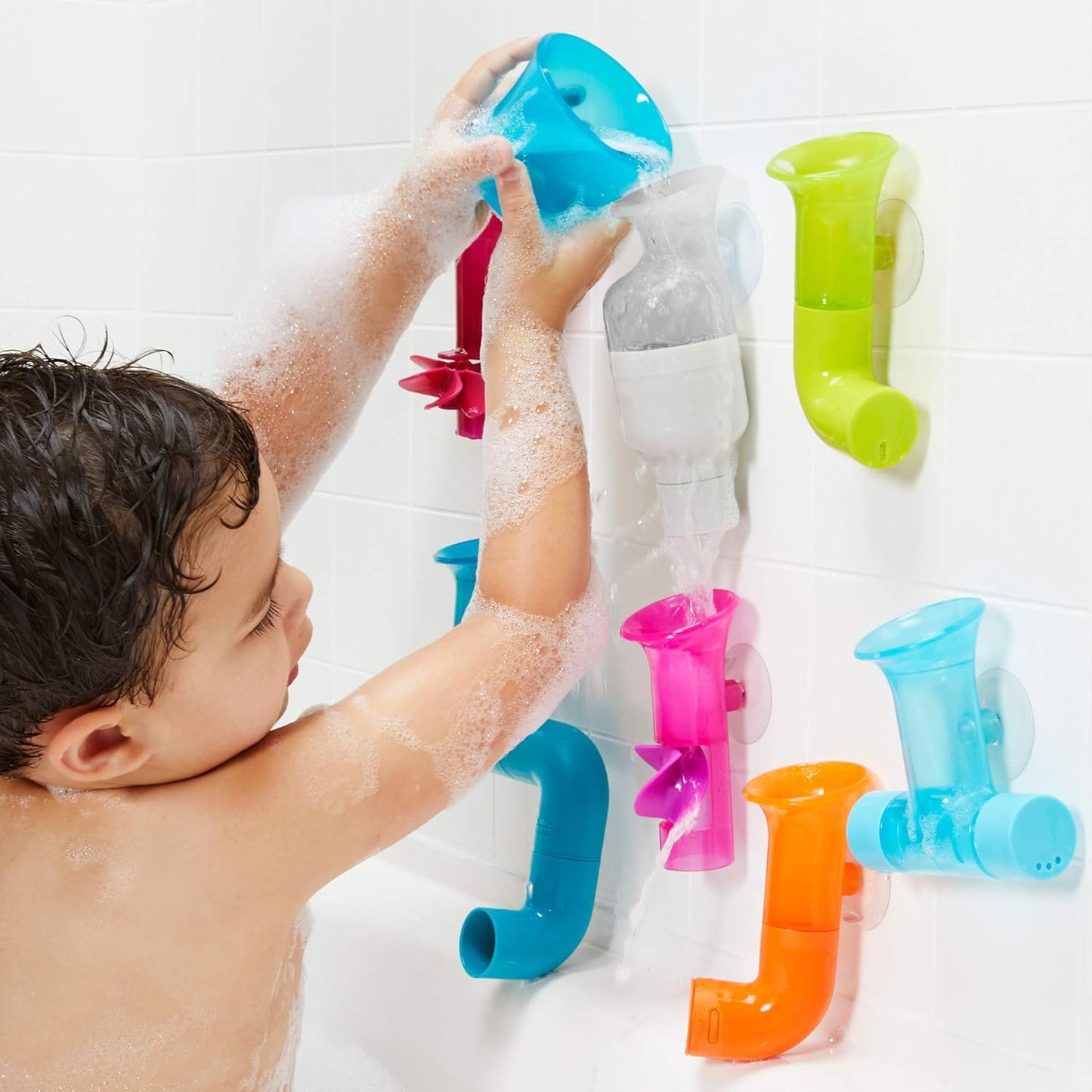 Boon Building Bath Toy Bundle - 13 Pieces: Gears, Pipes, and Tubes (B11342)