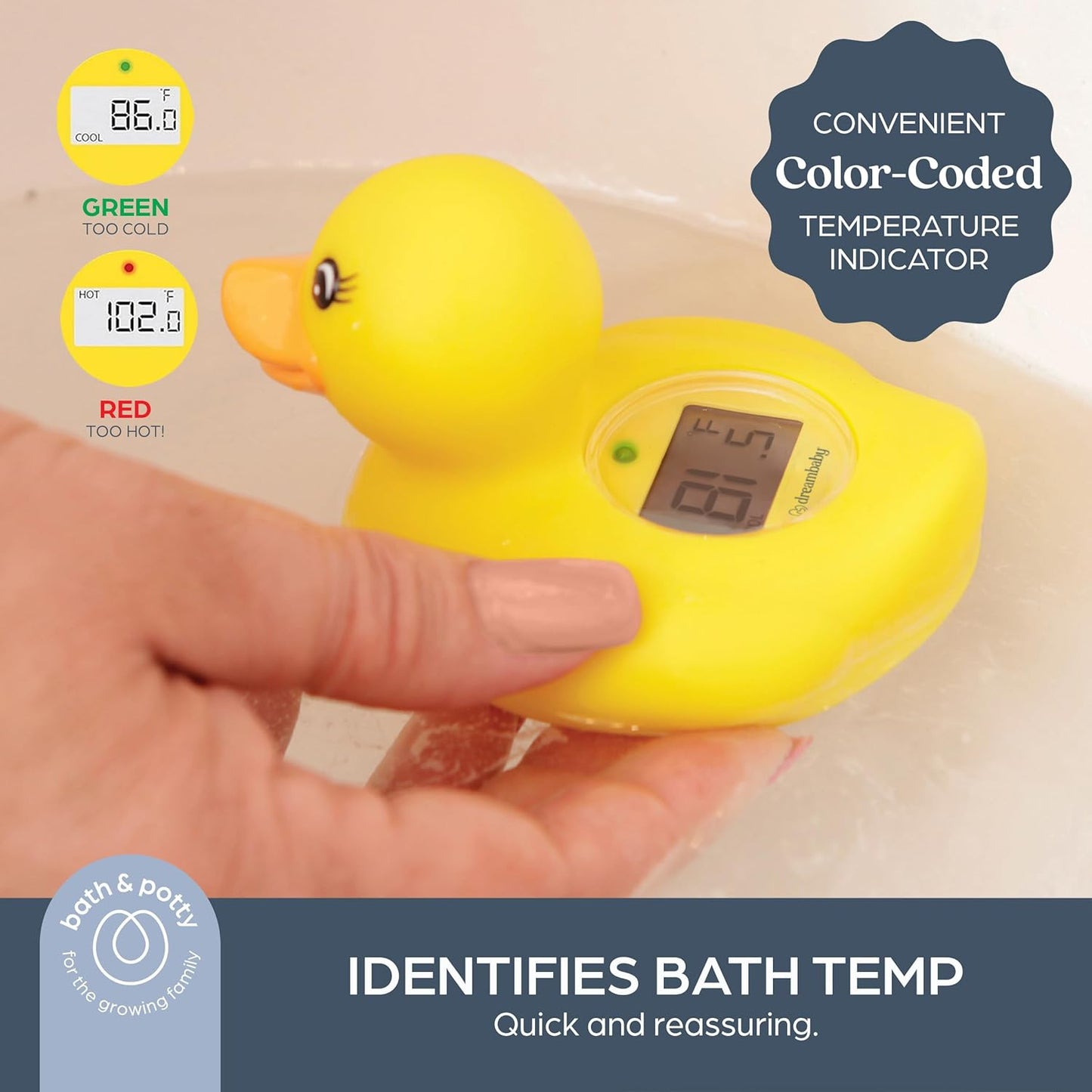 Dreambaby Duck Bath Thermometer - Instant Digital Read for Water and Room Temperature - Floating Baby Toy