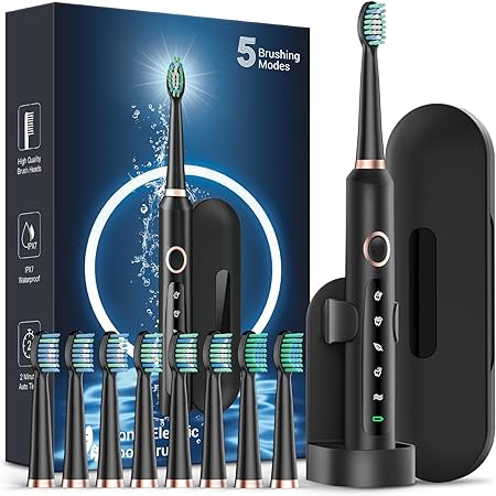 Sonic Electric  Rechargeable Electric toothbrush with 8 Brush Heads