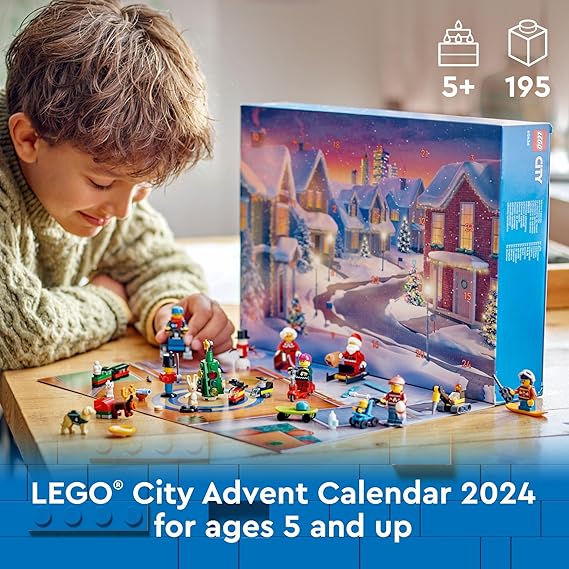 LEGO® City Advent Calendar 2024 (60436) with 24 Surprises for Kids 5+ Featuring Santa, Mrs. Claus, and Festive Characters