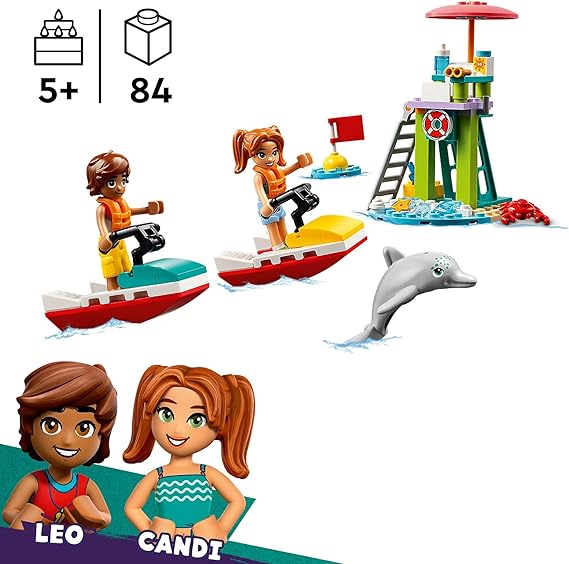 LEGO® Friends Beach Water Scooter 42623 Lifeguard Set with Mini Dolls and Dolphin for Kids 5+