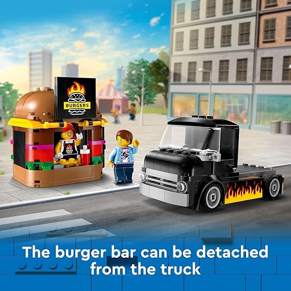 LEGO® City Burger Van 60404 Food Truck Set for Kids 5+ with Vendor Minifigure Included