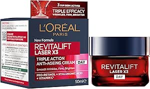 L'Oréal Paris Revitalift Laser X3 Day Cream 50ml Anti Aging & Re Densifying Moisturizer with Pro-Xylane