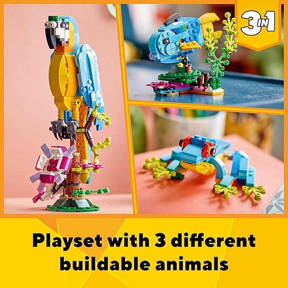 LEGO® Creator Exotic Parrot Set 31136 Buildable Parrot Fish and Frog Models for Kids Ages 7+