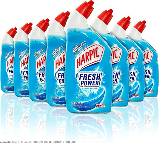 Harpic Fresh Power Marine Splash Toilet Cleaner 700mL 8 Pack