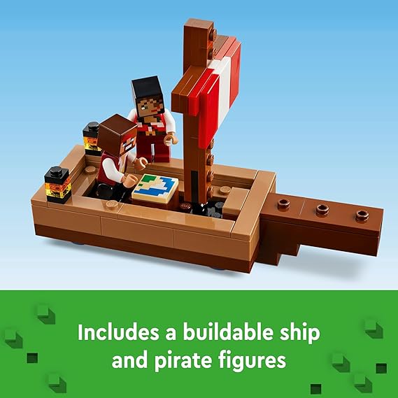 LEGO® Minecraft The Pirate Ship Voyage 21259 Set with Pirate Boat, Squid, Camel, and Pirates for Ages 8+