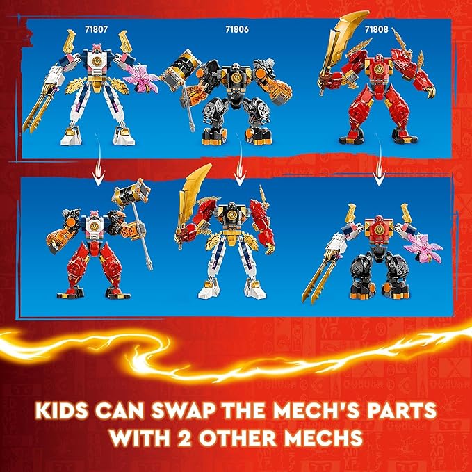 LEGO® NINJAGO Sora's Tech Mech 71807 Set with Sora Minifigure for Kids 7+ Adventure Build