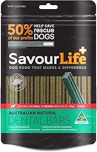 SavourLife 8 Pack Australian Natural Dental Bars Healthy Dog Treats for Dental Care