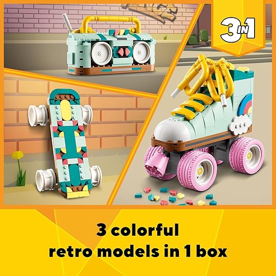 LEGO® Creator Retro Roller Skate Set 31148  Buildable Skateboard and Boom Box Toy for Kids Ages 8+